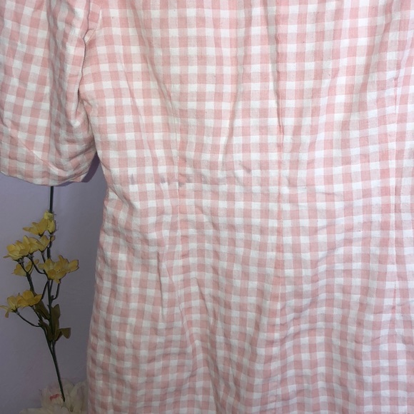 Revolve LPA Gingham Puff Sleeve Button Up Dress - Picture 6 of 6